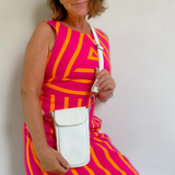 White Leather Phone Bag for Women – Handmade Crossbody Phone Purse