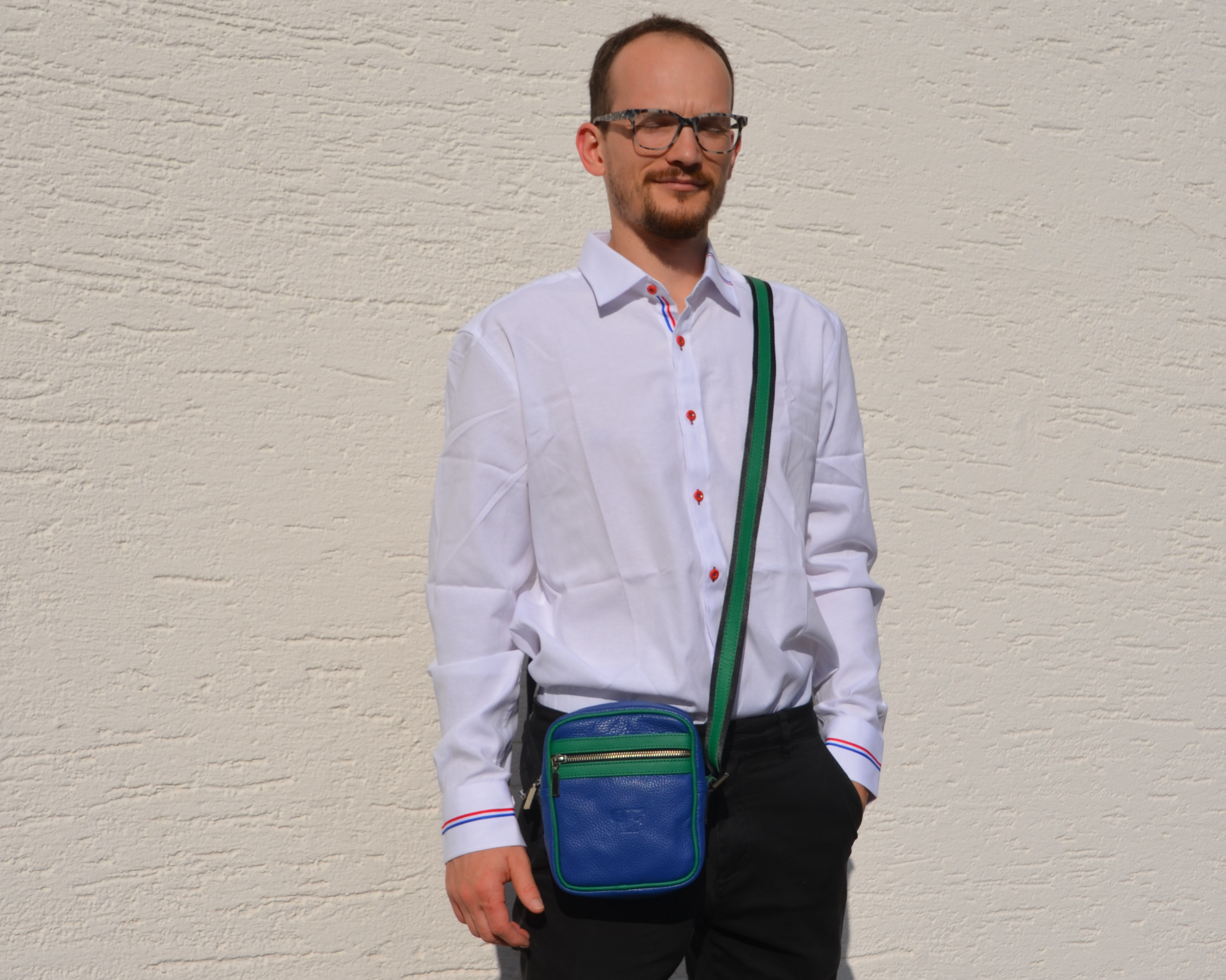 Men’s Small Shoulder Bag in Italian Leather – Hands-Free Convenience with Style - Radka Sillerova Atelier 