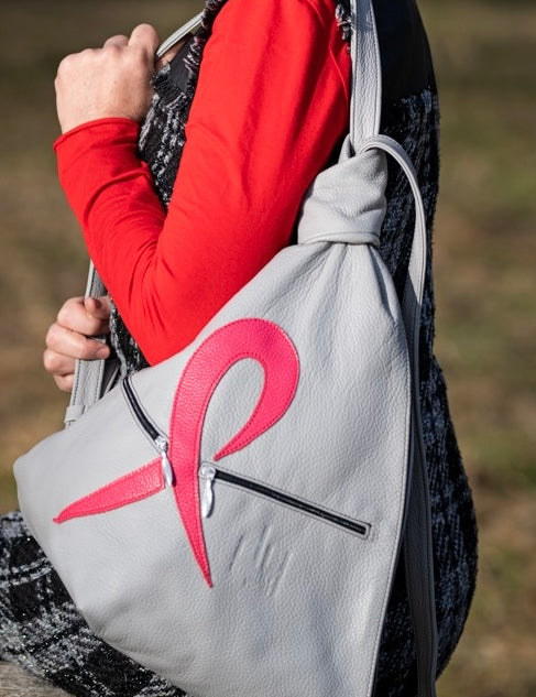 Pink Ribbon Leather Backpack – Handmade with Purpose 🎀 - Radka Sillerova Atelier 