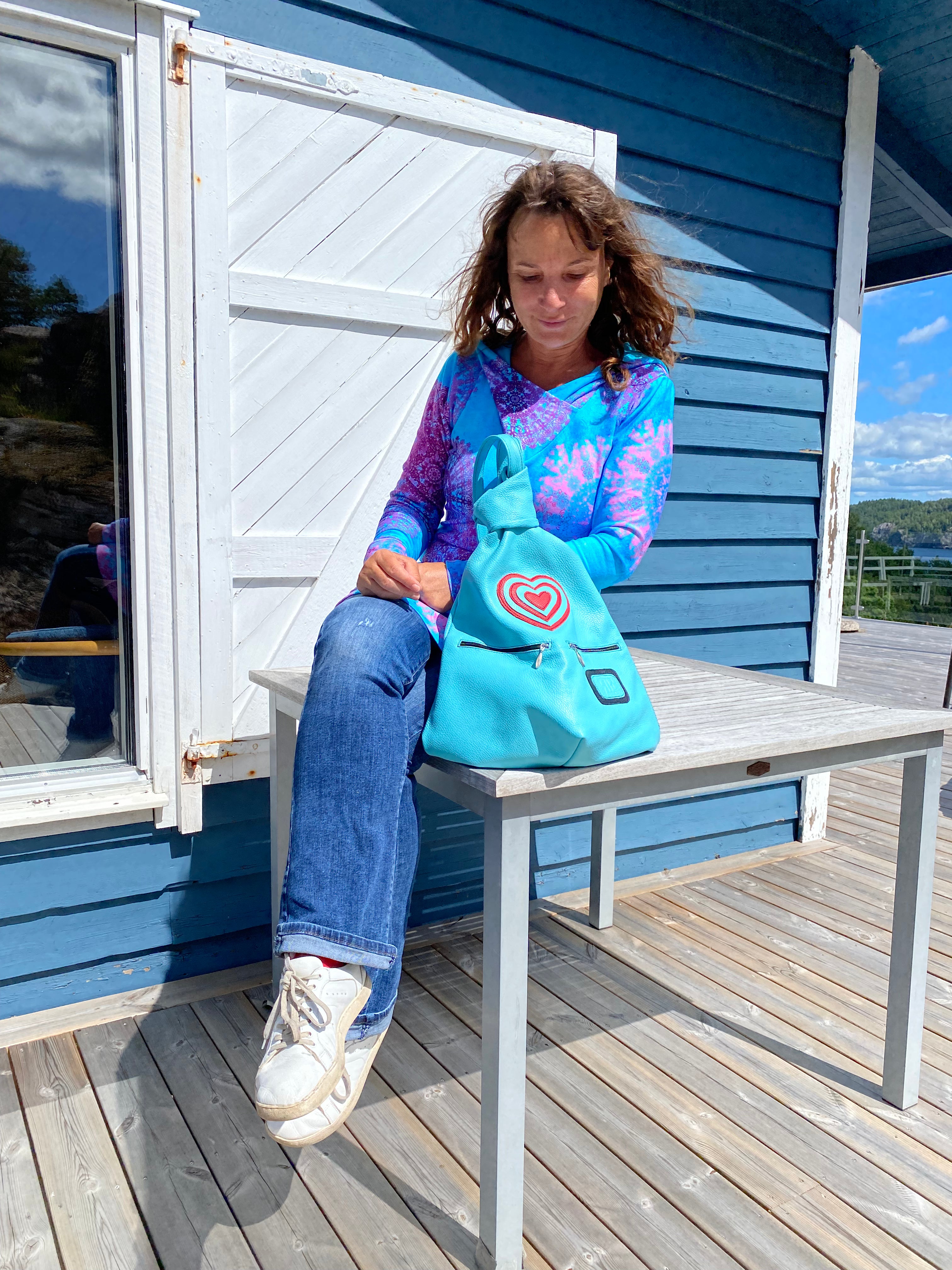 Romantic Handmade Leather Backpack with Heart Details - Radka Sillerova Atelier 