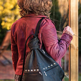 Biker Leather Backpack with Pyramid Studs – Bold Style for the Rock Enthusiast - Radka Sillerova Atelier 
