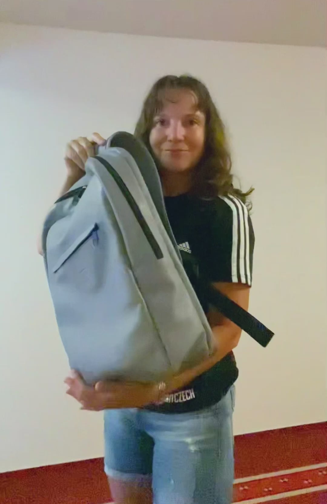 mens leather backpack grey