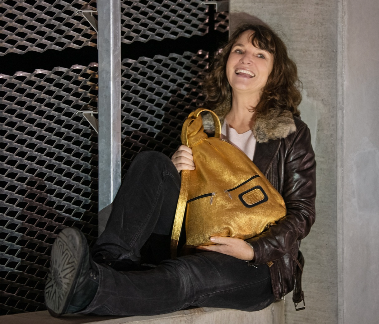 Shimmery Metallic Leather Backpack – Handmade and Eye-Catching - Radka Sillerova Atelier 