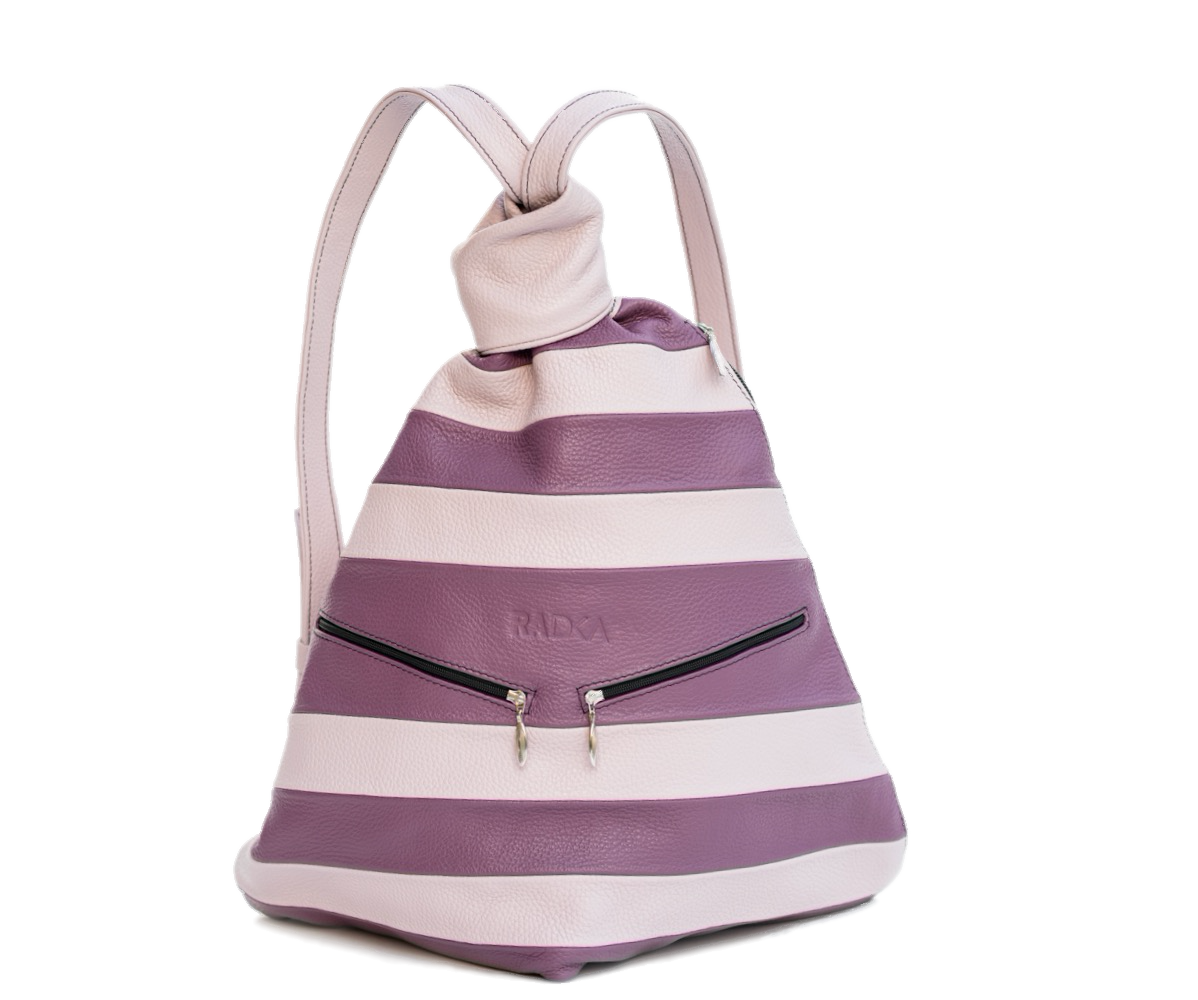 Exclusive Artisan Leather Backpack Stripped – Ideal for Travel & Daily Adventures - Radka Sillerova Atelier 