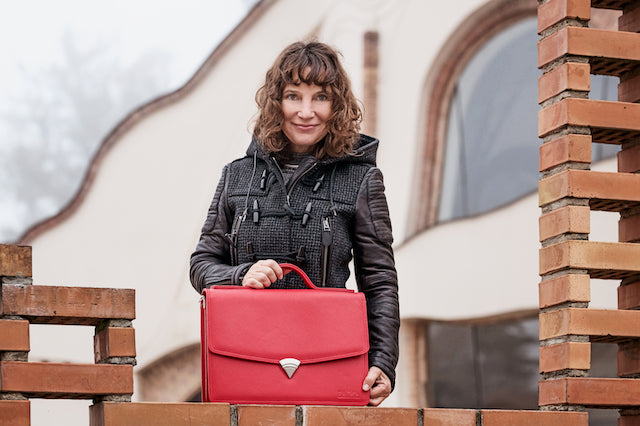 Handmade Leather Briefcase for Women – Elegant, Professional & Laptop-Friendly Work Bag - Radka Sillerova Atelier 