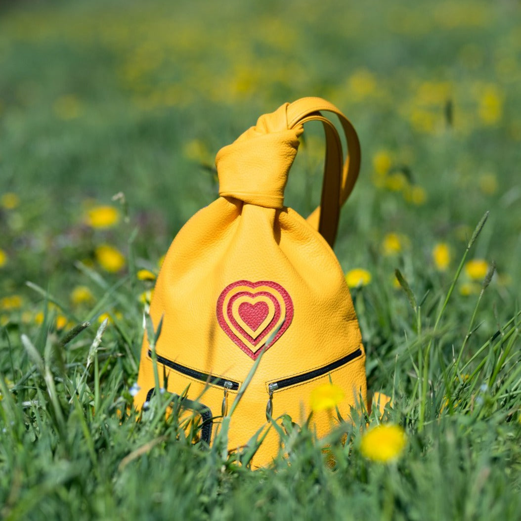 Romantic Handmade Leather Backpack with Heart Details - Radka Sillerova Atelier 